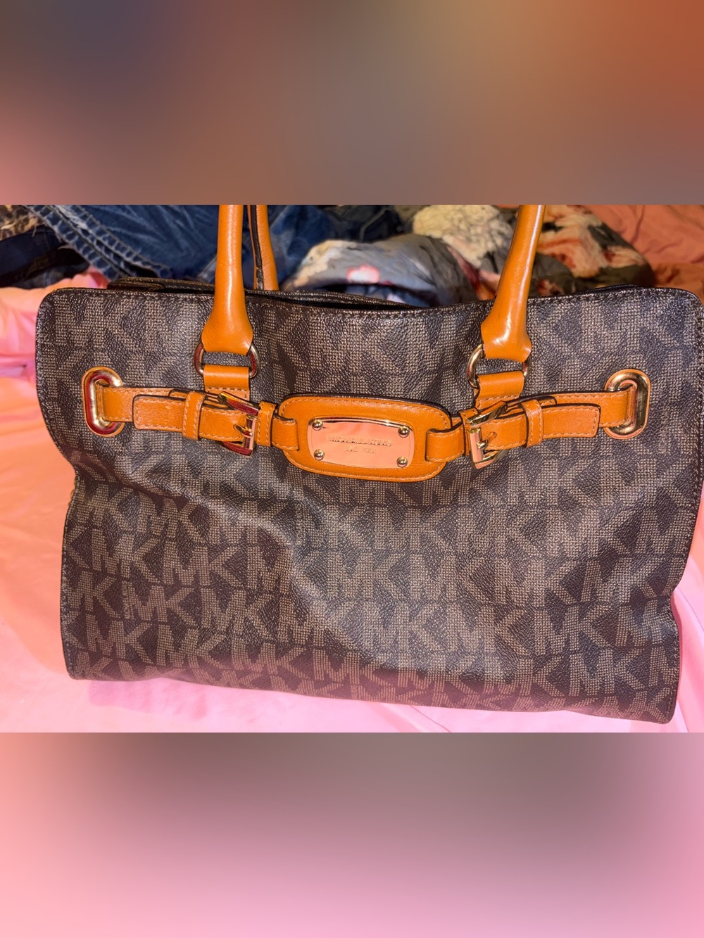 Large Michael Kors Brown Logo Tote Bag